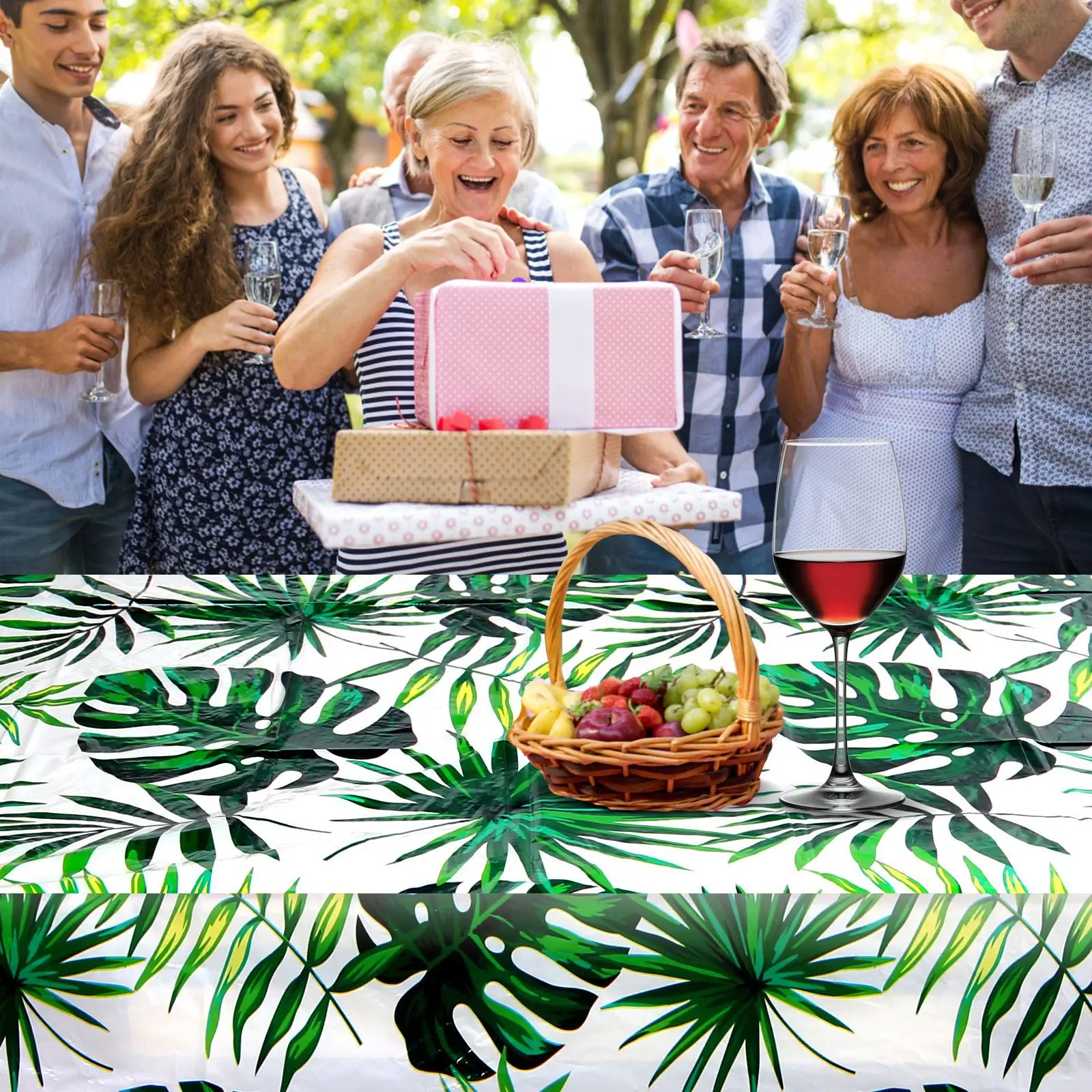 Camping Birthday Party Table Cloth Plastic Jungle Palm Leaf Table Cloth Waterproof and Oil Resistant Birthday Party Table Cloth