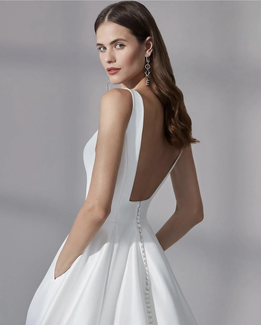 Robe de mariée simple avec poche, ligne A, longueur au sol, personnalisée sur mesure, superbes patients, quel que soit le dos nu, 2024