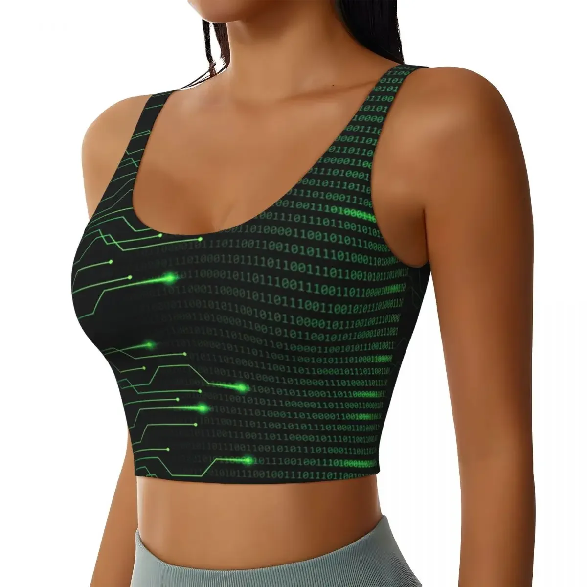 Custom Binary Code Inside Throw Blanket And Lightweight Fleece Women Sports Bra High Impact Vest Gym Workout Yoga Crop Tank Tops