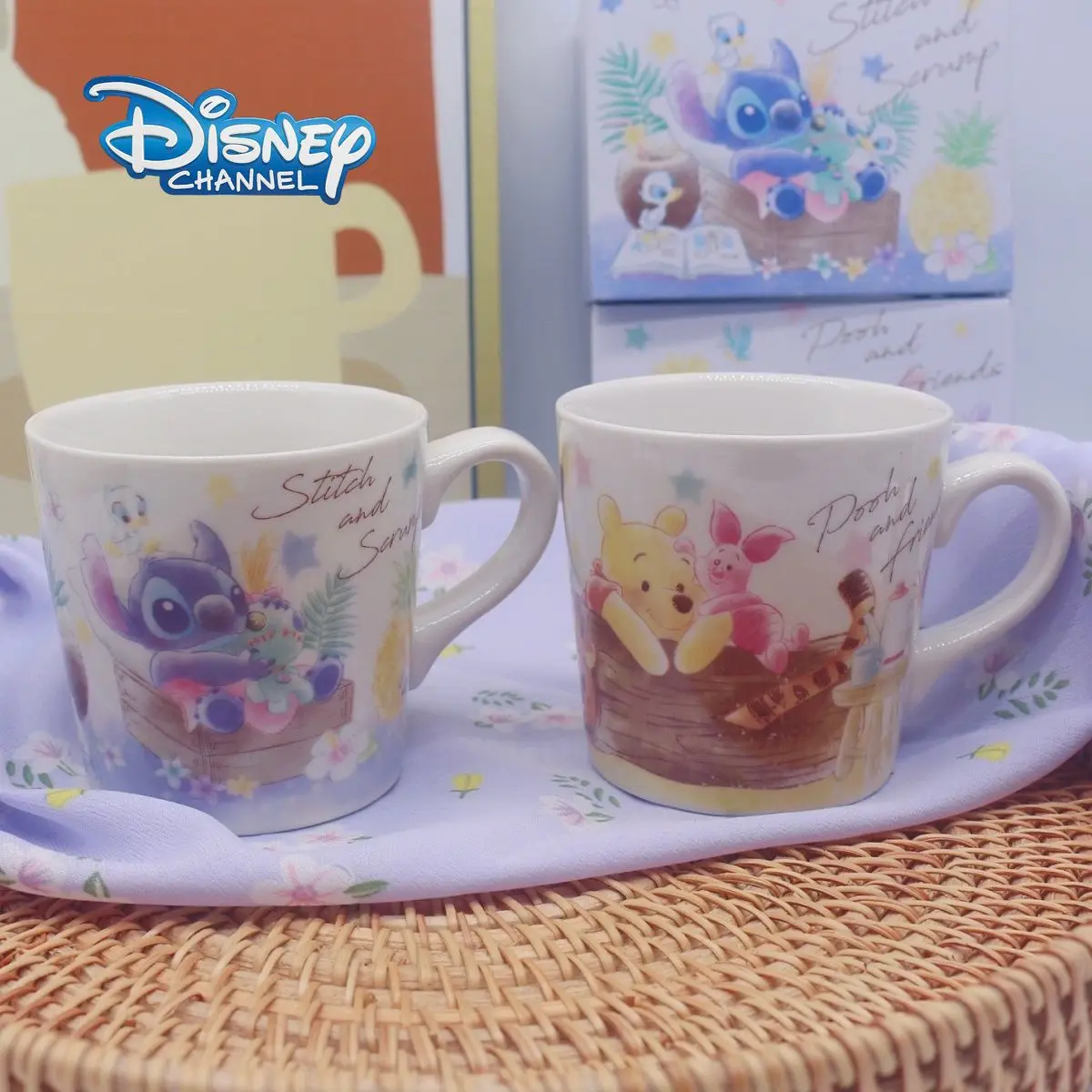 Disney Stitch Winnie the Pooh ceramic mug Winnie Pooh cartoon household mug office milk coffee cup desktop decorative ornaments