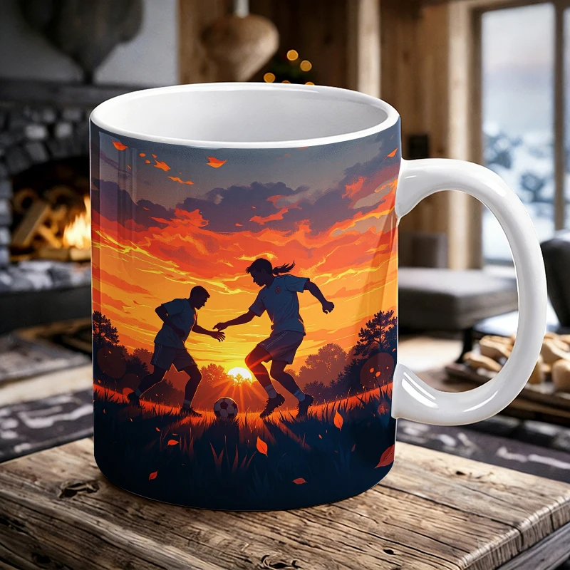 

Sundown Stride A Sunset Soccer Adventure Mug Coffee Cup Ceramic Cup with a bottle opener function of 2026 Major Football Event