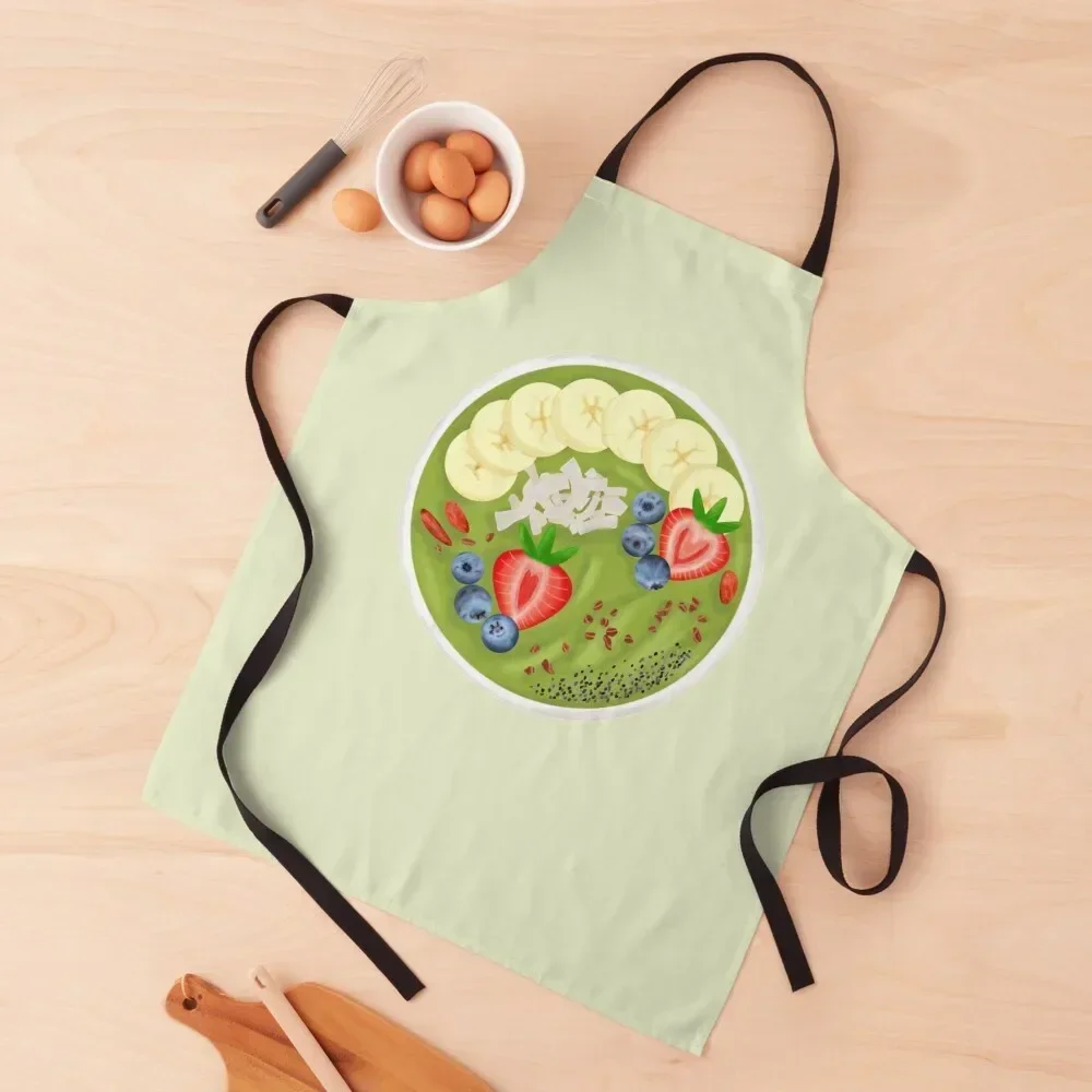 Green Smoothie Kiwi Fruit Bowl Apron men's barbecue Funny japanese woman Kitchen Special Accessories Apron