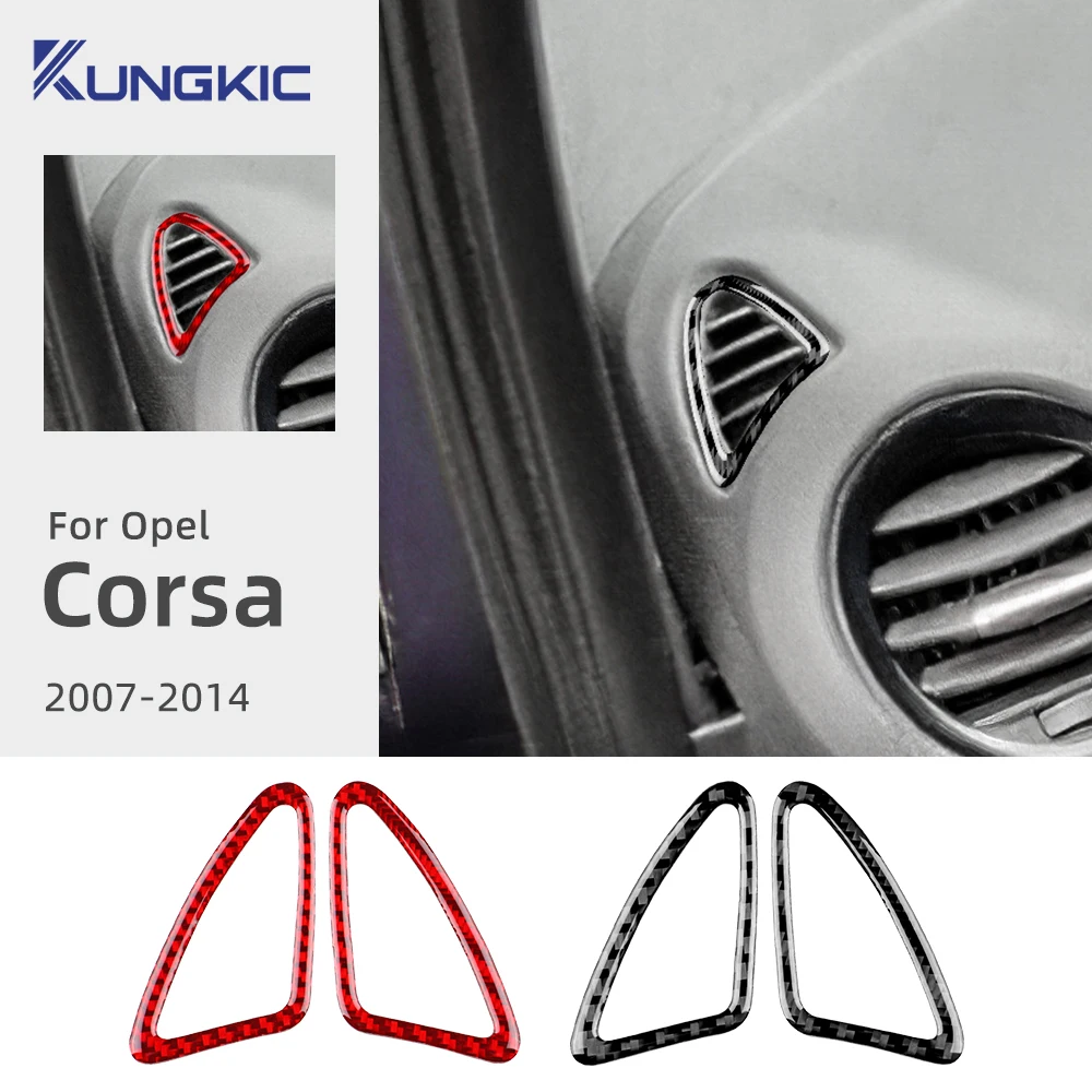 Pegatina de fibra de carbono suave Real para Opel Corsa D 2007 2008 20092010 2011 2012 2013 2014 LHD RHD salida de aire del coche lado del Panel de instrumentos embellecedor