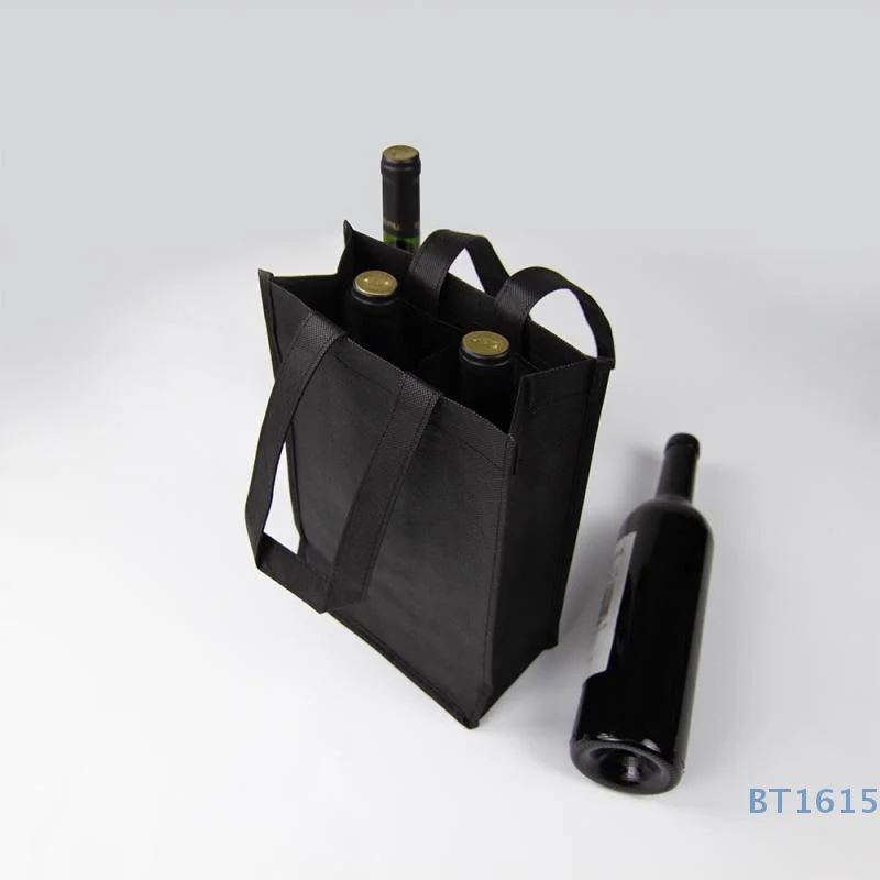 

Non-Woven Wine Bottle Gift Bag – Waterproof Single/Double Bottle Pouch (Black)