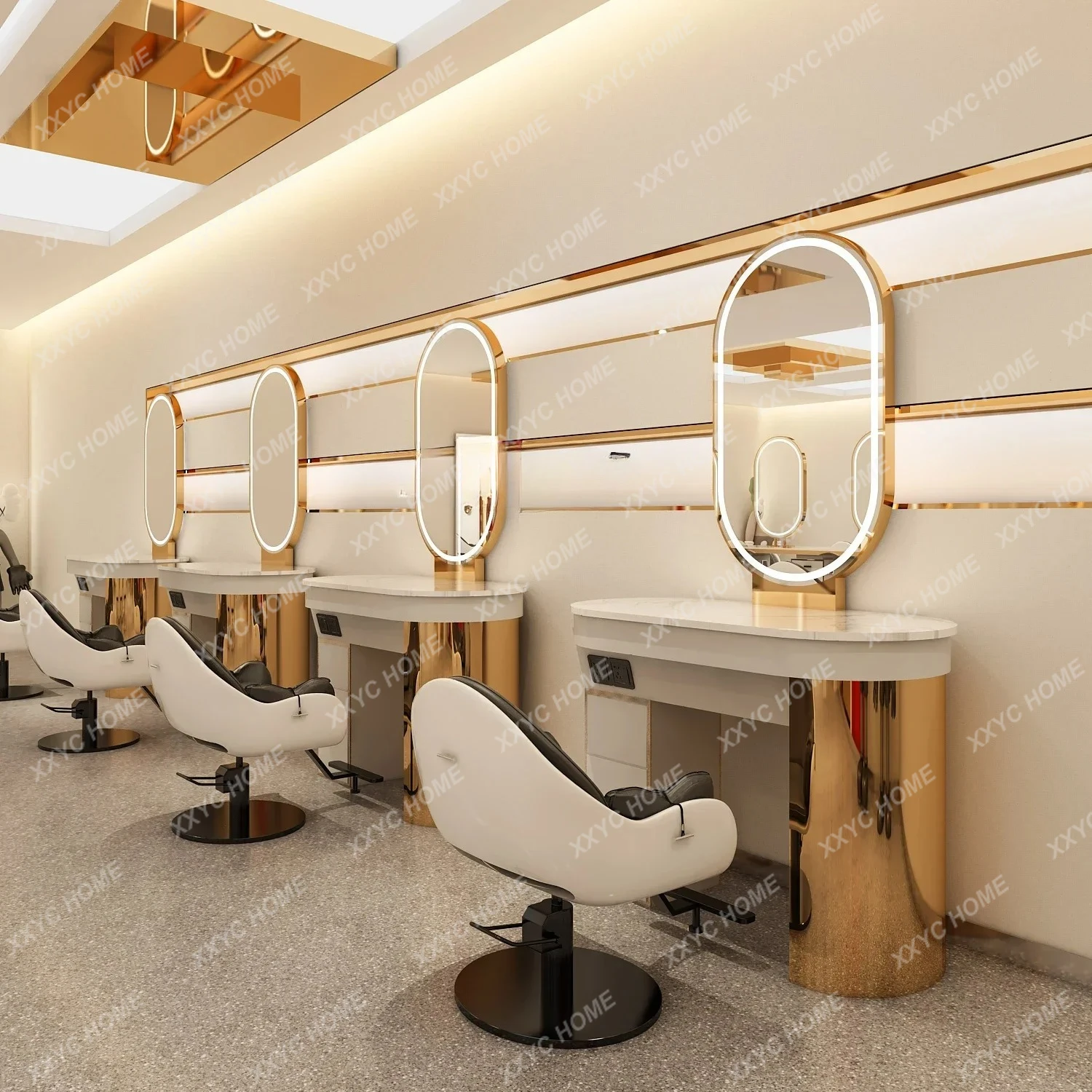 

Y Зеркальный шкаф для парикмахерской, интегрированный для парикмахерской, зеркало для горячего крашения со светом