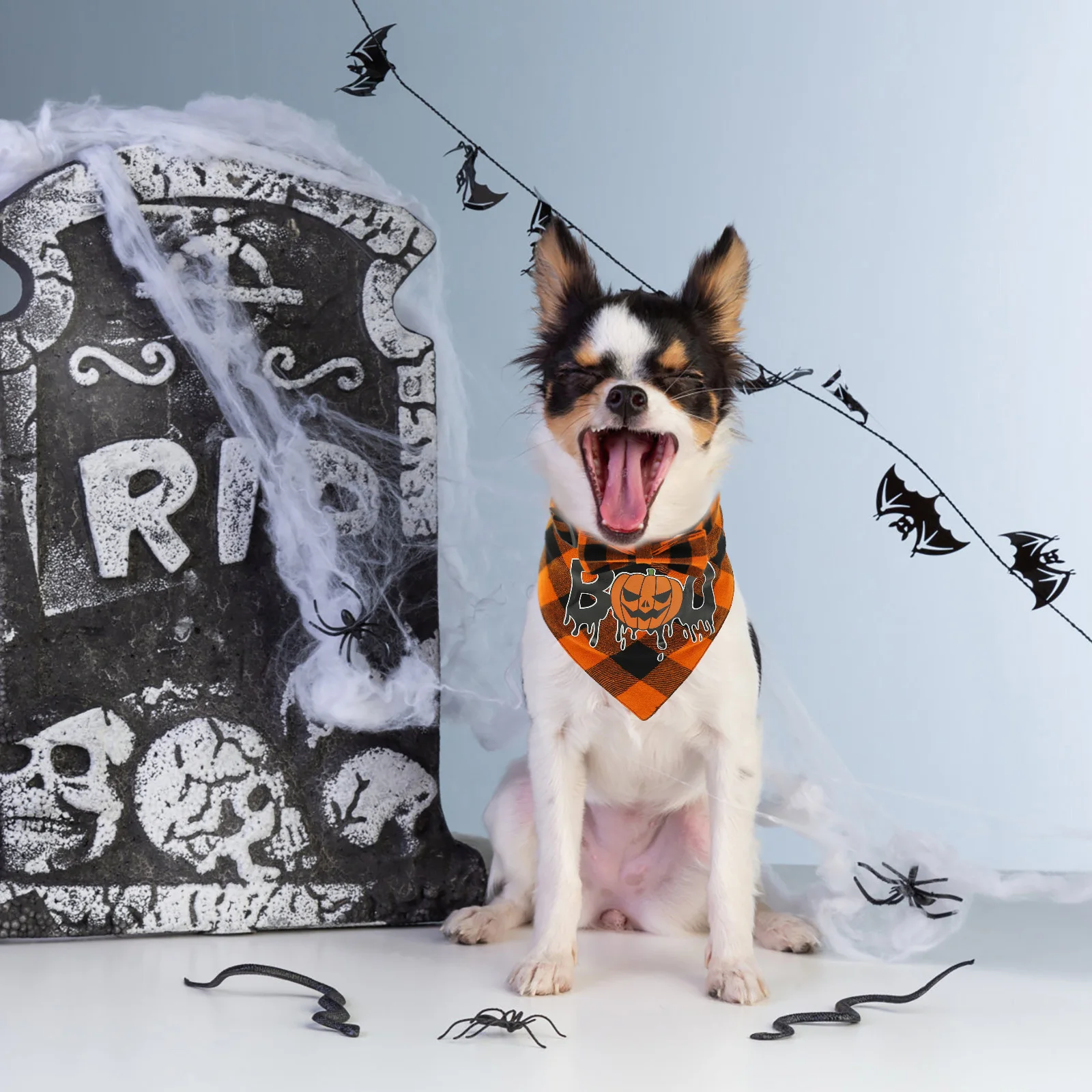 

1 Set Of Pet Halloween Scarf Washable Reusable Dog Bandana Wear-Resistant Decorative Puppy Collar Party Dog Accessory Puppy
