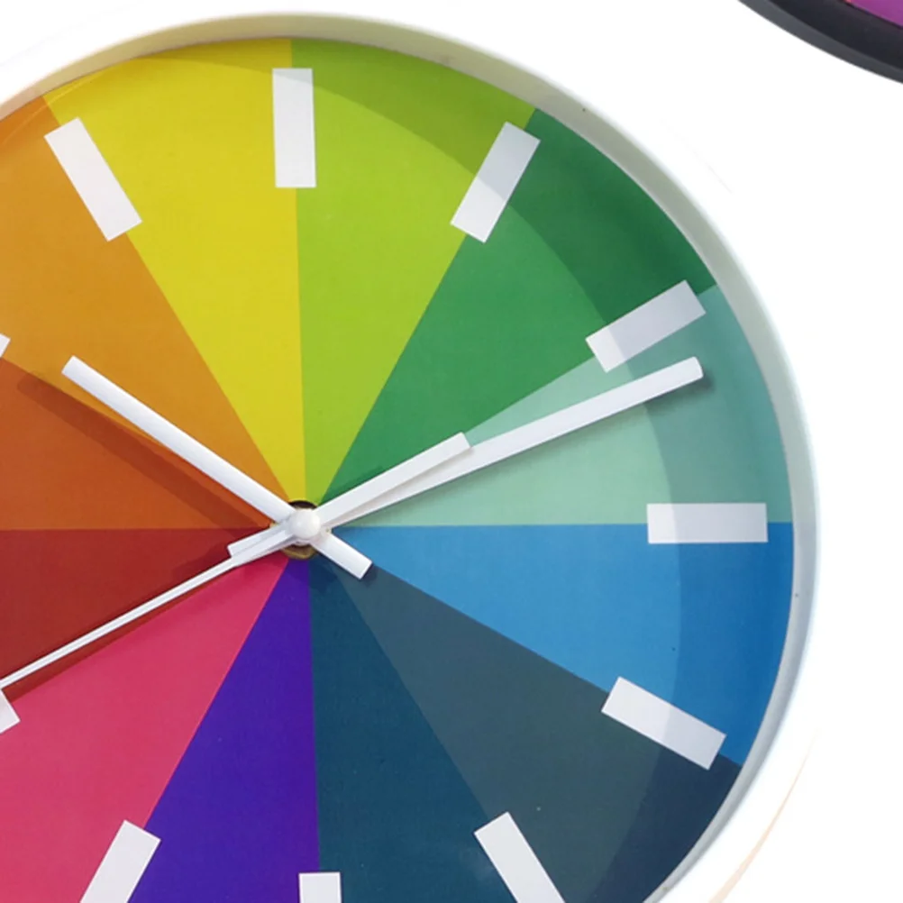 

Rainbow Pattern Silent Hanging Wall Clock 10 Inch Plastic Round Decorative Clock for Living Room Office Bedroom