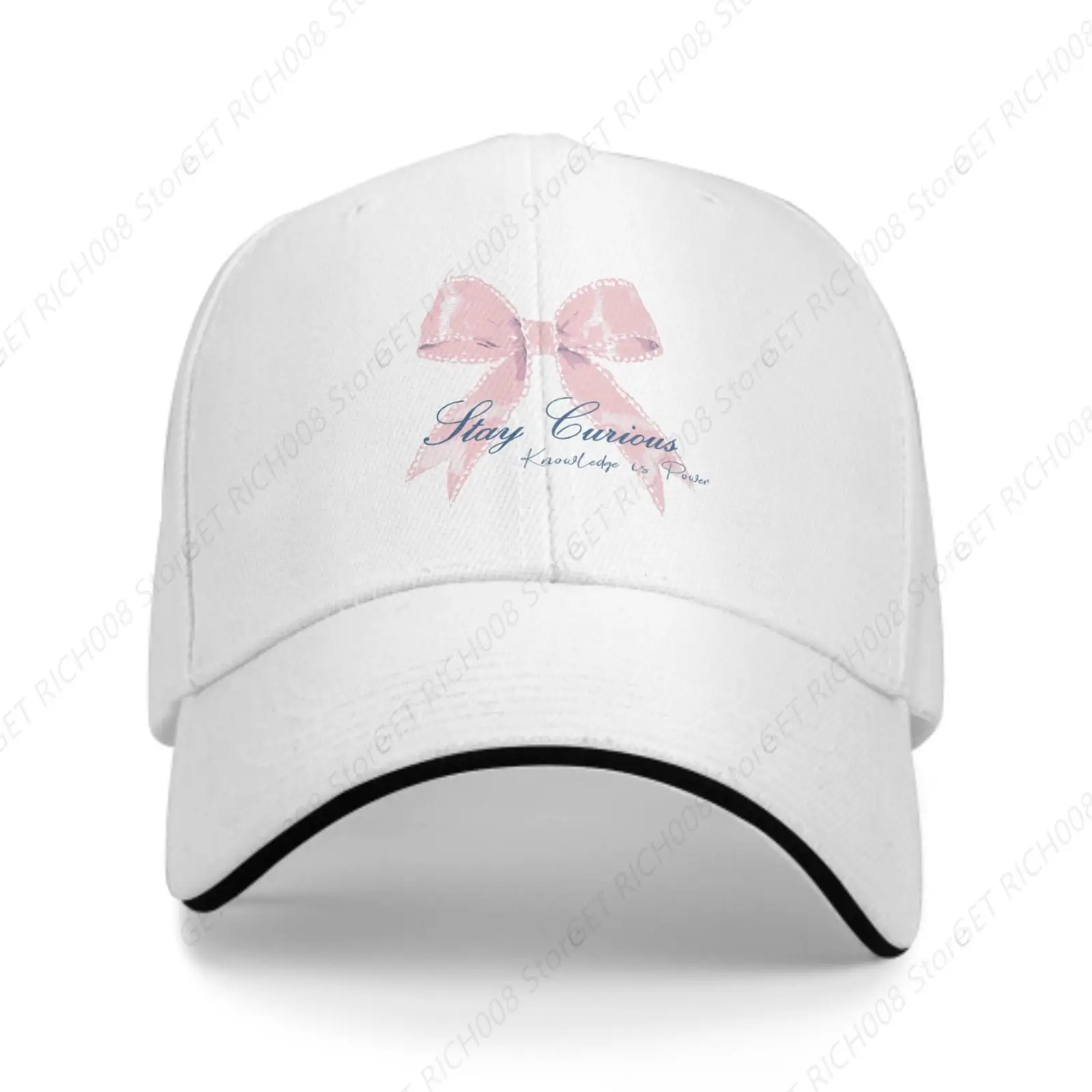 

Story Curious Pink Bow Snapback Hat For Women Unisex Breathable Caps Hip Hop Trucker Hats Outdoor