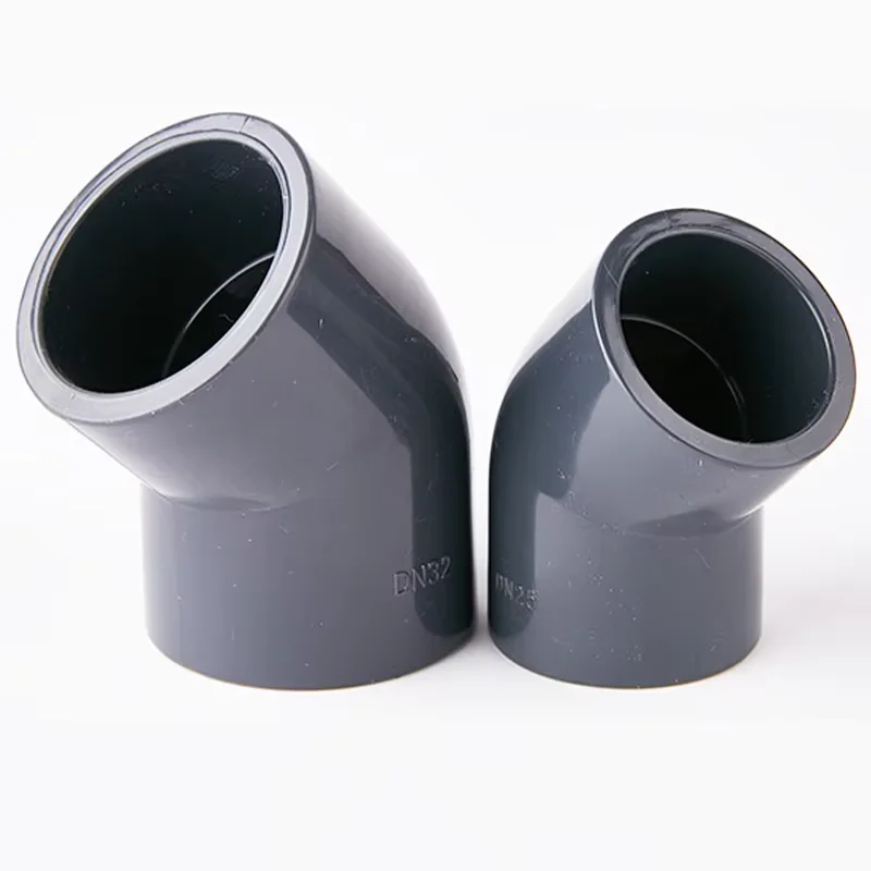 

20/25/32/40/50/6-110mm UPVC Dark Grey Blue 45 ° Elbow Chemical Water Supply And Drainage Pipeline PVC Pipe Fitting Joint