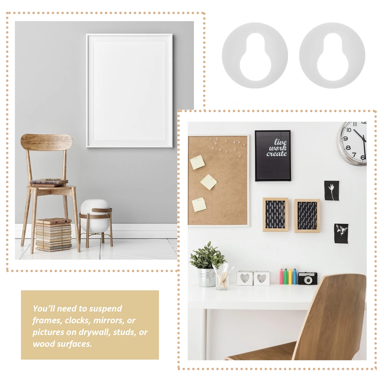 

50pcs Keyhole Hanger Bracket Round Plastic Hangers For Photo Frame Woodworking Diy Home Decoration Frame Supply Hardware