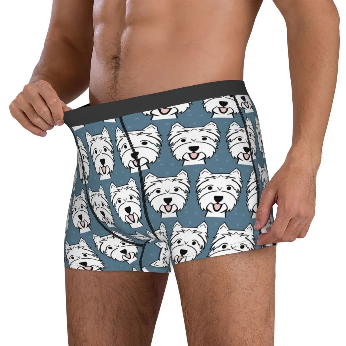 Boxer Onderbroek Shorts West Highland Terrier Westies Westie Honden Blauw Slipje heren Ondergoed voor Homme Man Vriendje Geschenken