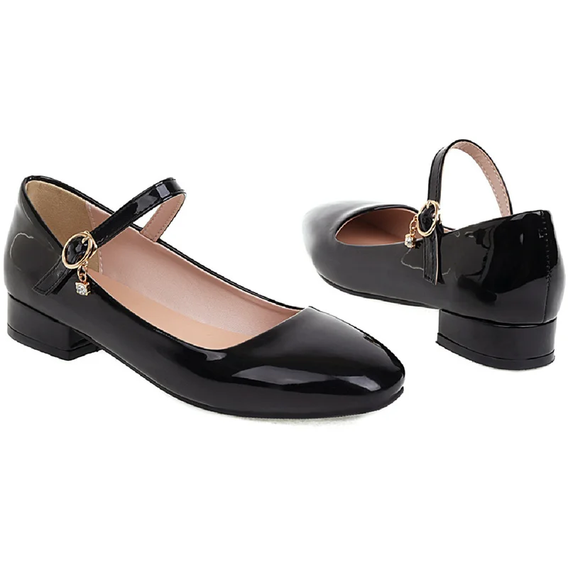 Elegant Short Heels Mary Janes Shoes Woman Straps White Heeled Pumps Female Large Size Office Party Wedding Shoe Ladies Big Size