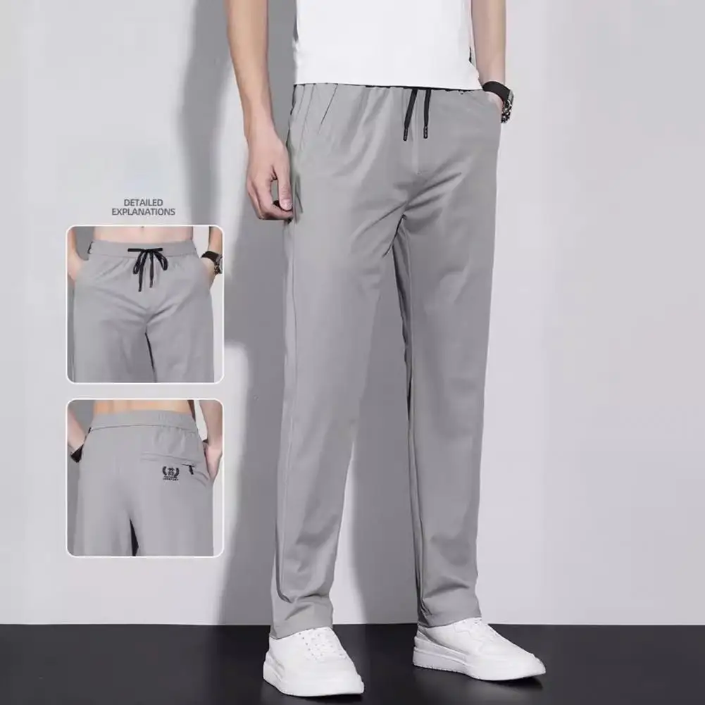 

Ice Silk Sweatpants Breathable Mesh Summer Sweatpants Plus Size Elastic Waist Straight Fit Ideal for Sports Jogging Wear