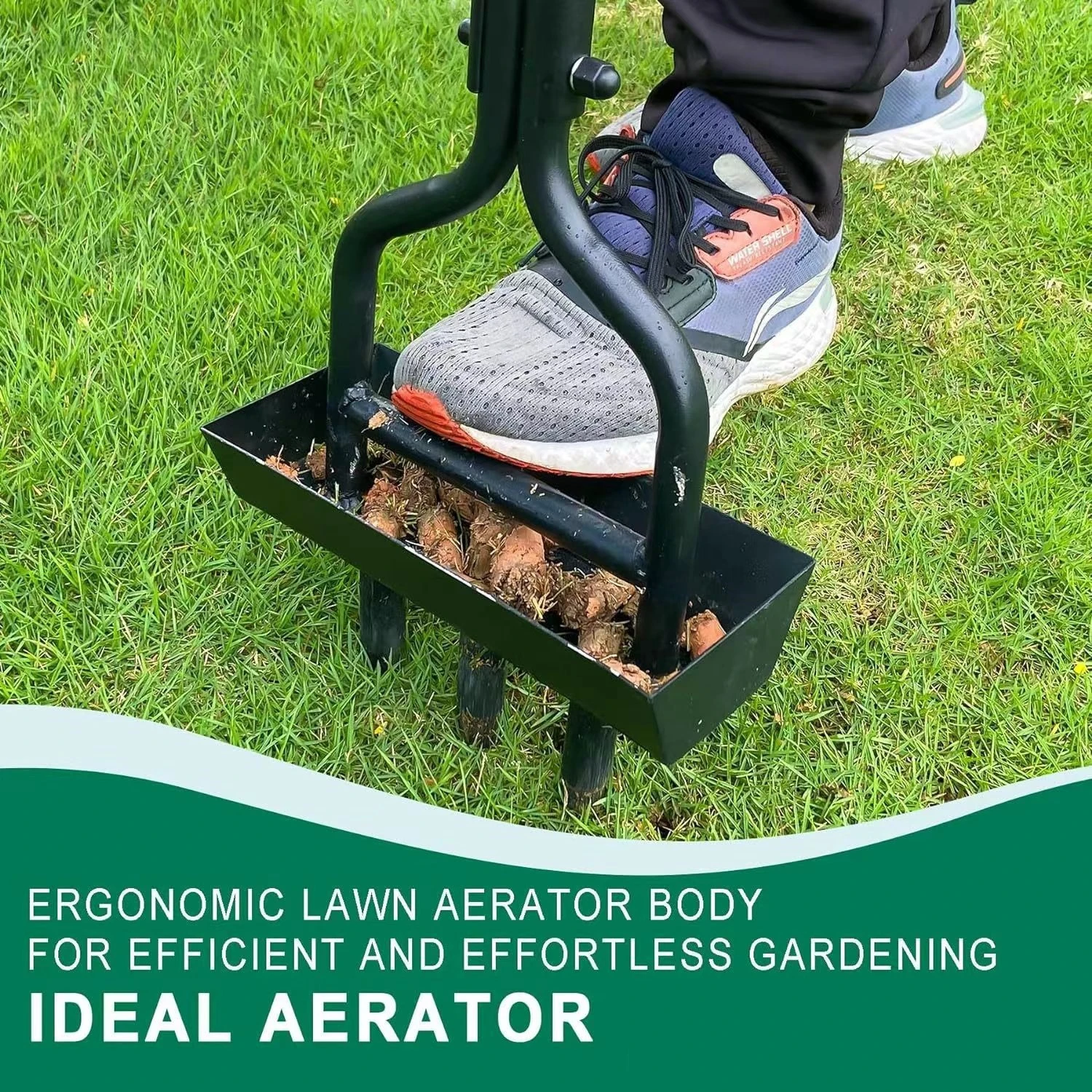 Lawn Aerator Coring Garden Tool with Soil Core Storage Tray Manual Yard Plug Aerators & Clean Tool for Lawn Care, Compacted Soil