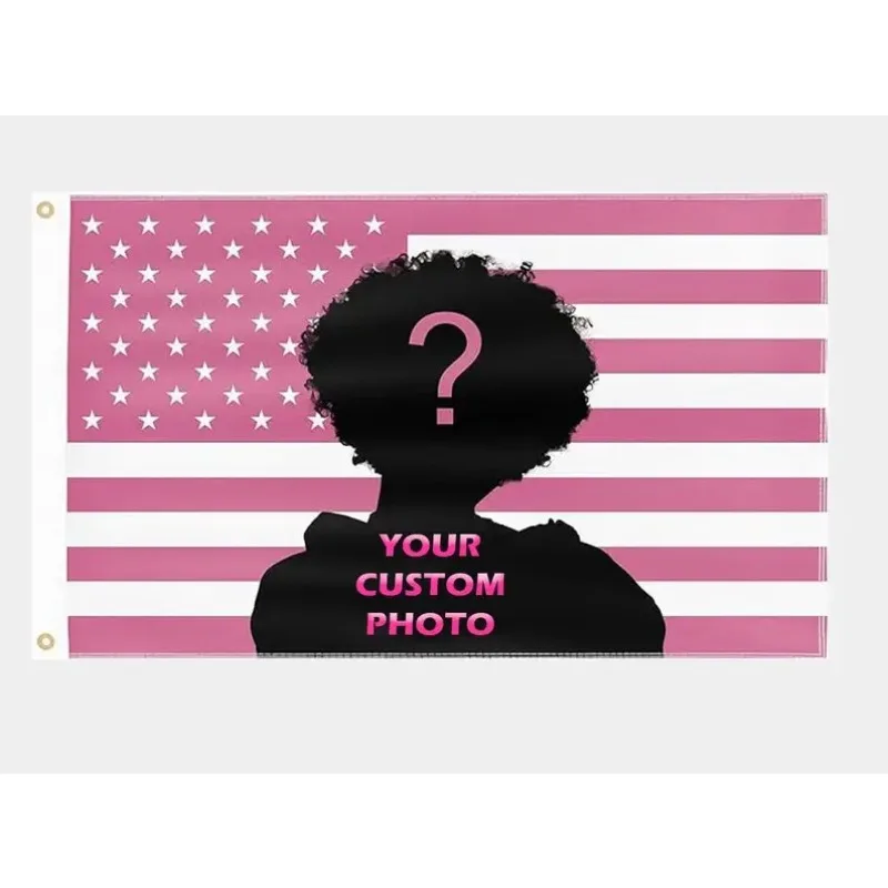 Custom Pink USA  America Flag 3X5 Ft Personalized Flags Design Your Image Funny Tapestry Poster Dorm Room, Living Room, Bedroom