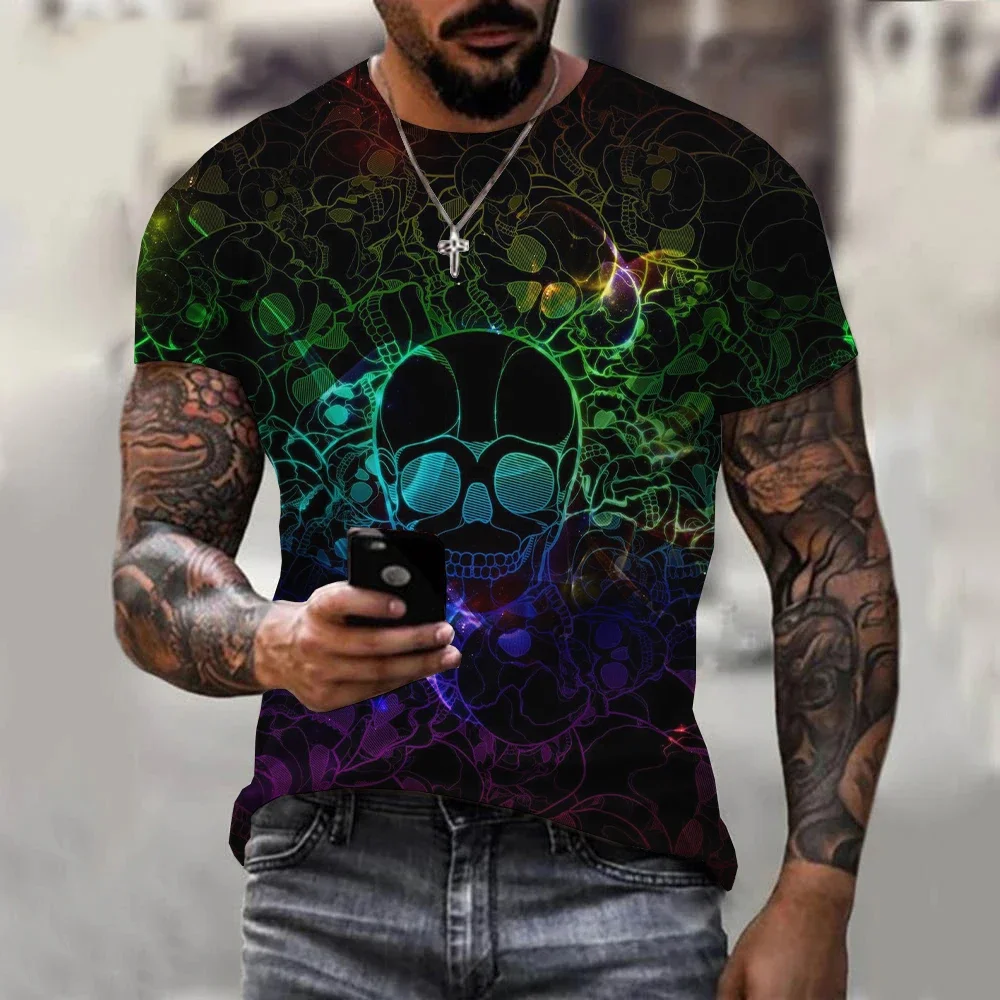 Top 2024 New Neon Graffiti 3D T-shirt for Men and Women Summer Casual Short Sleeve Harajuku Street Dance Top