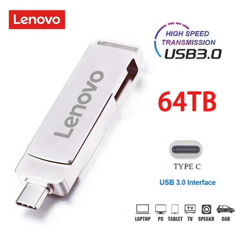 레노버 메탈 USB 디스크 플래시 드라이브, 고속 파일 전송, 초대용량 방수 메모리 USB 스틱, 2TB, USB3.0, 16TB, 8TB 