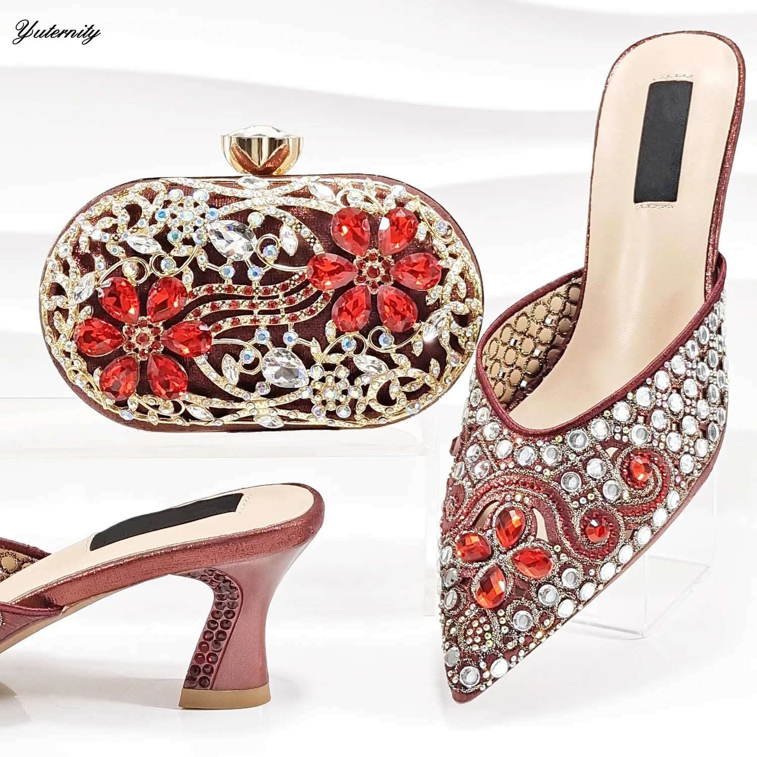 

Высококачественная итальянская обувь со стразами и соответствующий комплект сумок в африканском стиле, элегантная женская обувь и сумки, комплект для праздничного платья