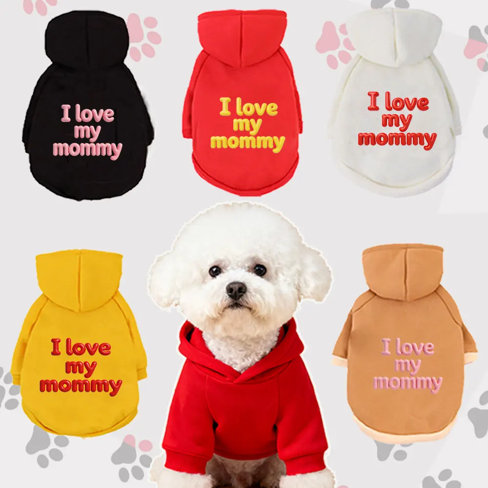 

Pet Hooded Sweatshirt Cats & Dogs “I love my mommy ” Fashion Winter Warm Sweatshirt Cats ,Teddy Golden Retriever XS-5XL