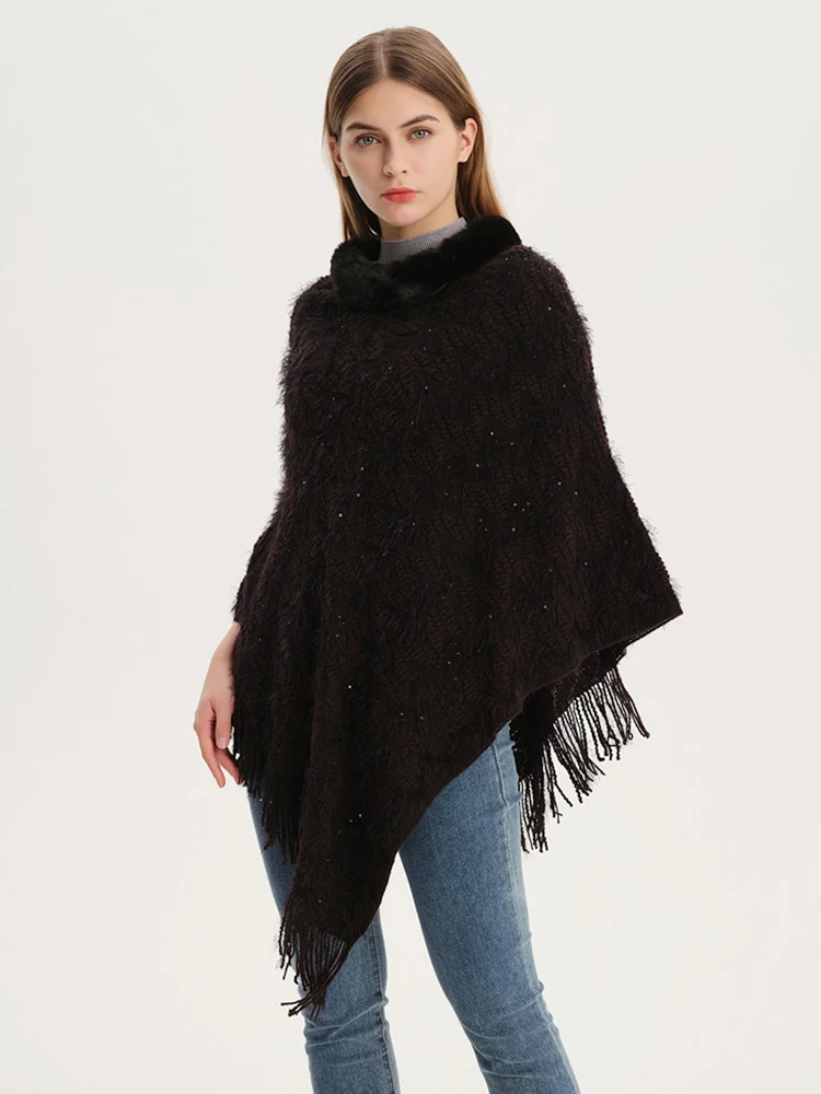 

Knitted Imitation Cashmere Women Scarf Pullover Wrap Shawls Tassel Lady Chales Femme Sequin Ponchos Capas Mujer Cachecol Stoles