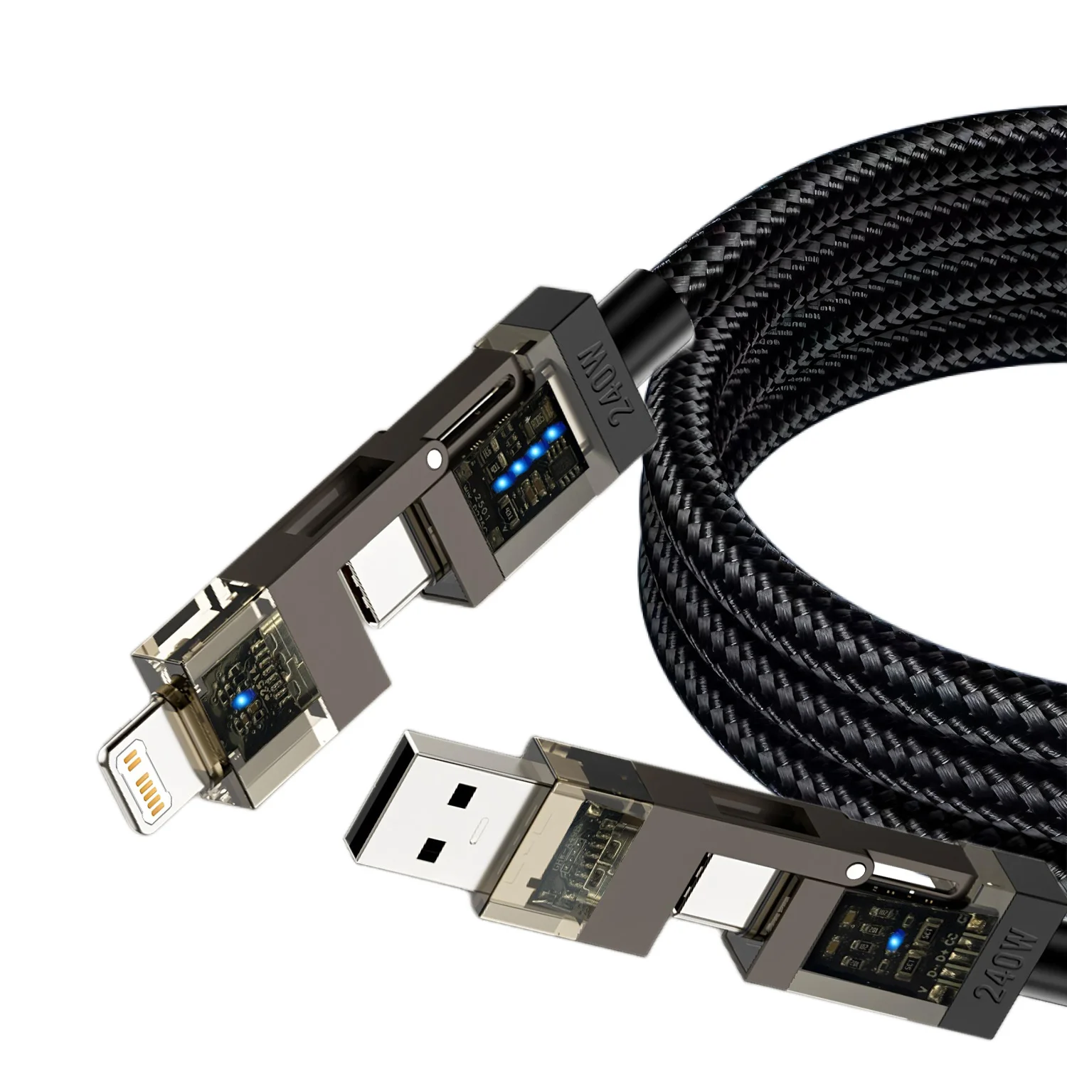 4-IN-1 240W USB Type C To USB C Cable PD Fast Charger Wire For iPhone 16 Pro Max 15 Xiaomi Samsung Tablet 1M Data Cord USB Cable