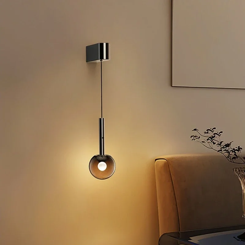 

SANDYHA Gradient Glass LED Bedside Wall Lamp Modern Minimalist Design Indoor Lighting Fixtures Lifting Hovering Style for
