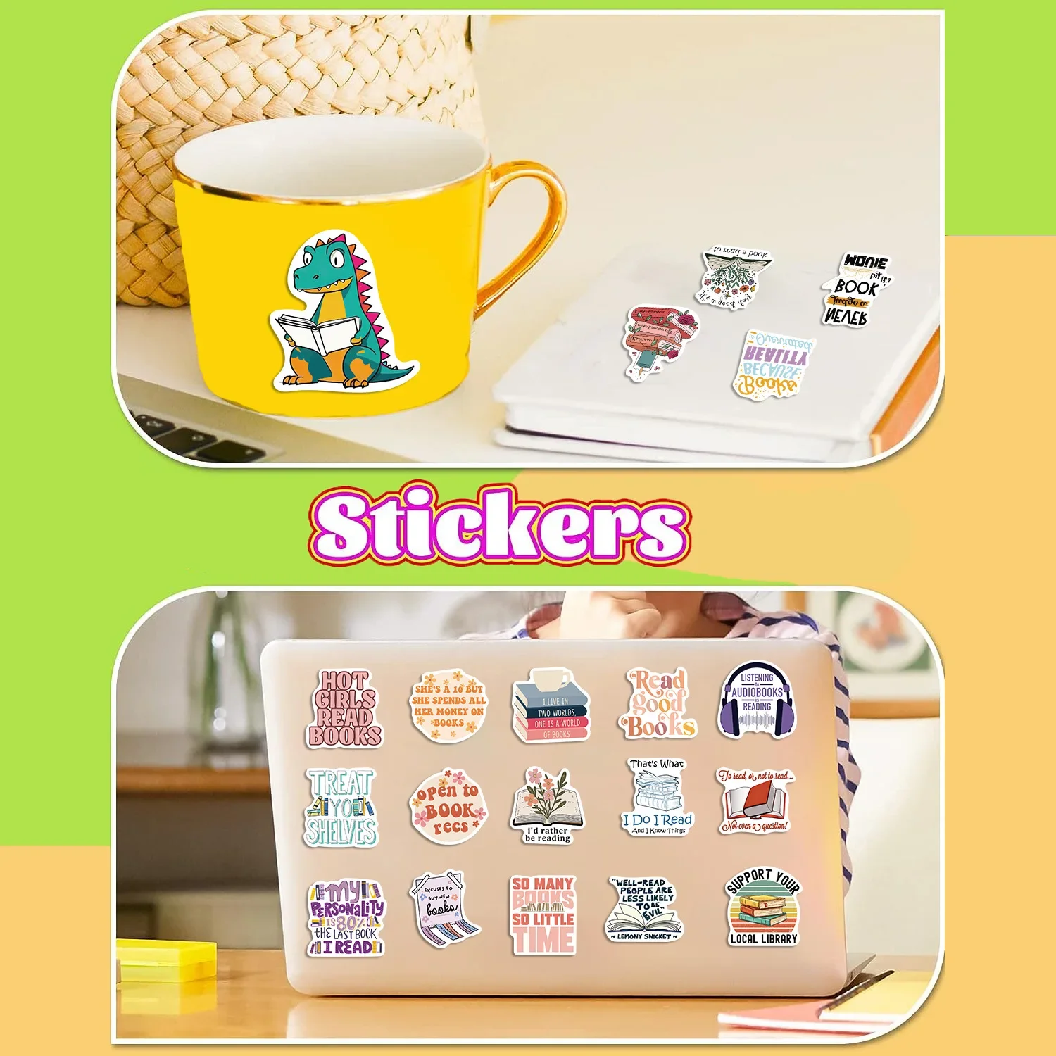 10/50pcs Cute Reading Book Stickers Student School Season Gift Decals DIY Scrapbooking Notebook Laptop Phone Decorative Stickers