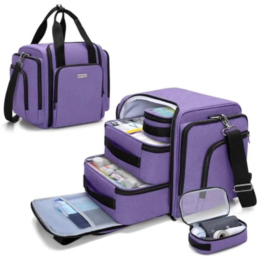 

Large Pill Bottle Organizer with 4 Inner Removable Pouches, Medicine Bag Come with Shoulder Strap Bag ONLY