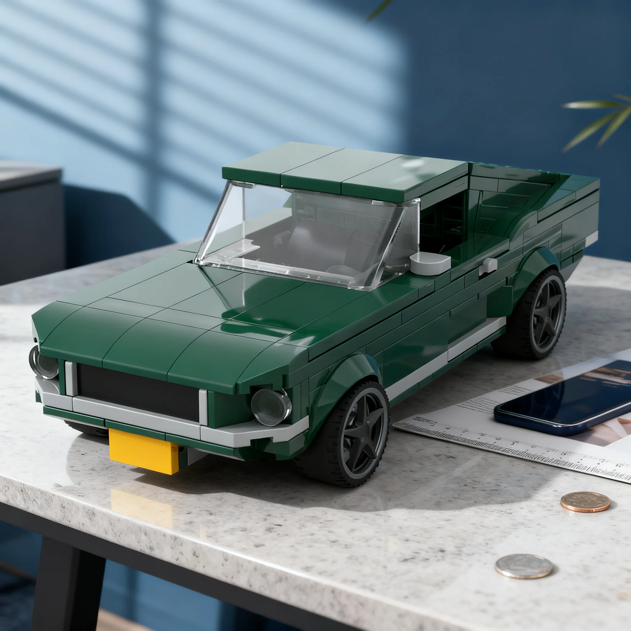 304pcs MOC Fordes Mustangs Bullitt Model Building Blocks Toy Creative Display Education Brick Birthday Assemble Craft Collection