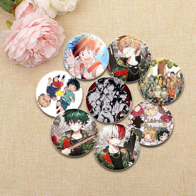 

Midoriya Izuku Bakugou Katsuki Cartoon Brooches Round HD Print Handmade Gifts Pins Todoroki Shoto Ochaco Uraraka Anime Badge