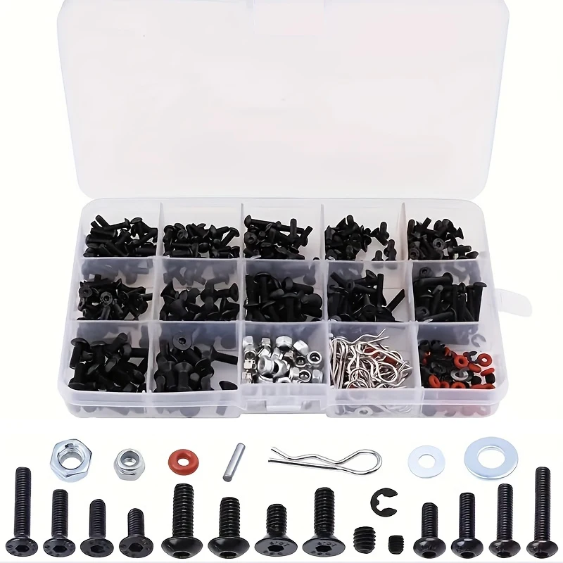 

500pcs Hobbypark Universal RC Screw Kit Assortment Set | Includes Hardware Fasteners RC Cars And Trucks , Serving As Replacemen