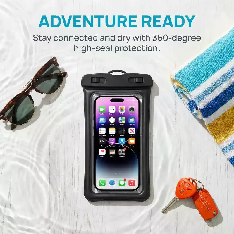 Sac étanche pour téléphone portable pour piscine, pochette auto-scellante à écran tactile pour la plage, le kayak et les sports de plein air