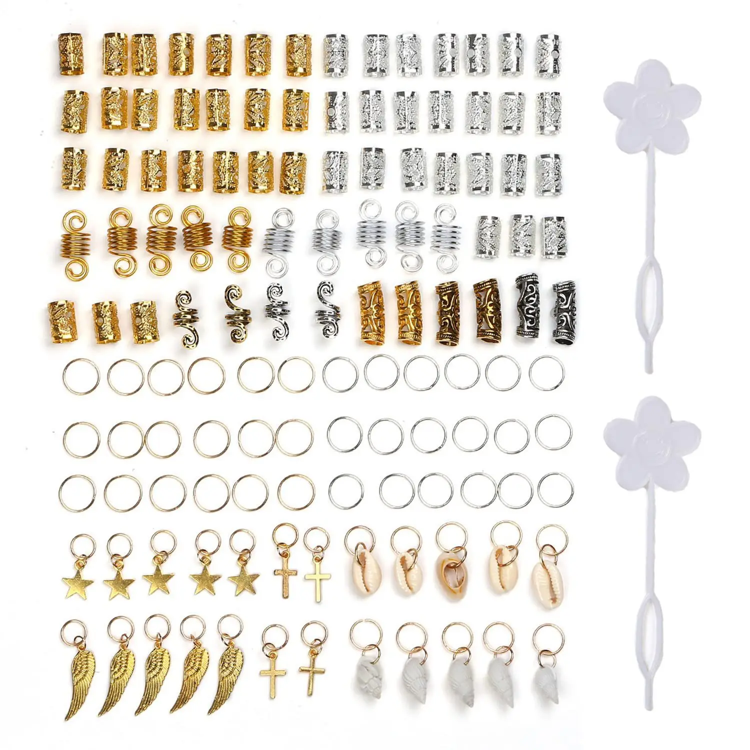 164pcs DIY Dreadlock Hair Accessories Set Braid Jewelry Beads Rings Clips Pendants Non Tangle Premium Durable for Women Home