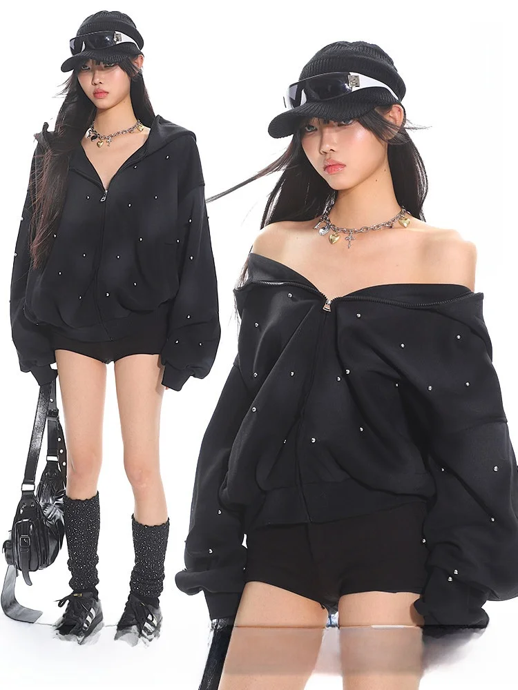 

Uncmhisex Women's Loose Fit Hoodie Jaet Tie Dye Embroidery Spring Season Long Sve mid Length Commute Sle Outerwear