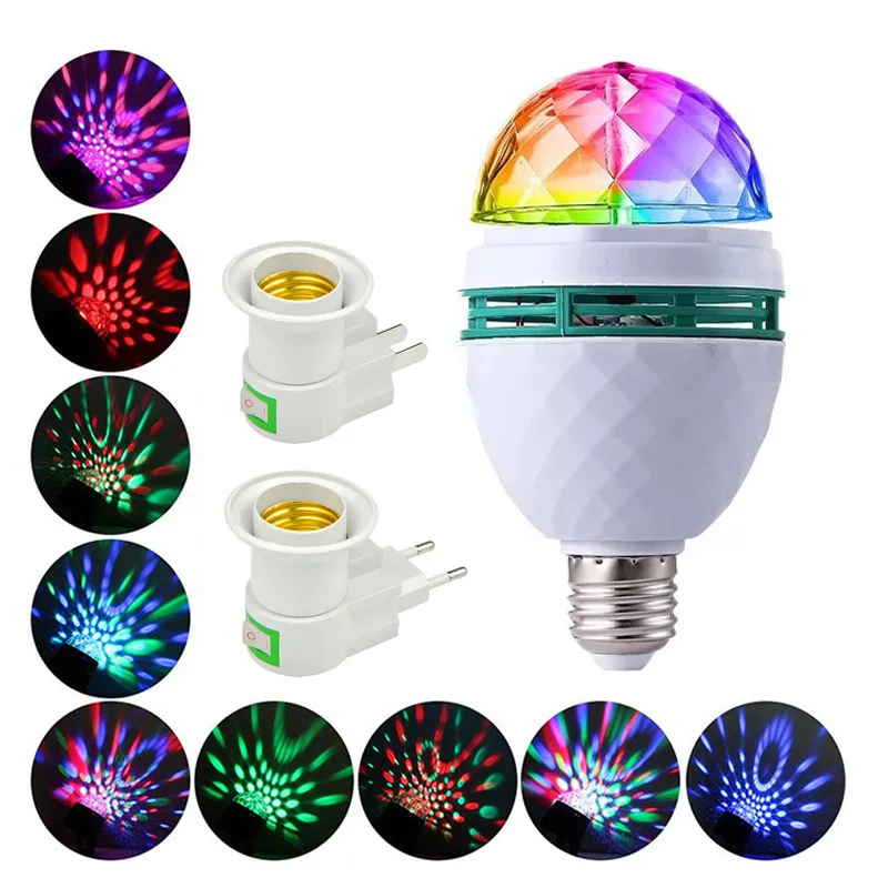 9W E27 RGB Led Lamp Bulb Magic Color Projector Auto Rotating Stage Light AC85-265V 220V 110V For Holiday Party Bar KTV Disco