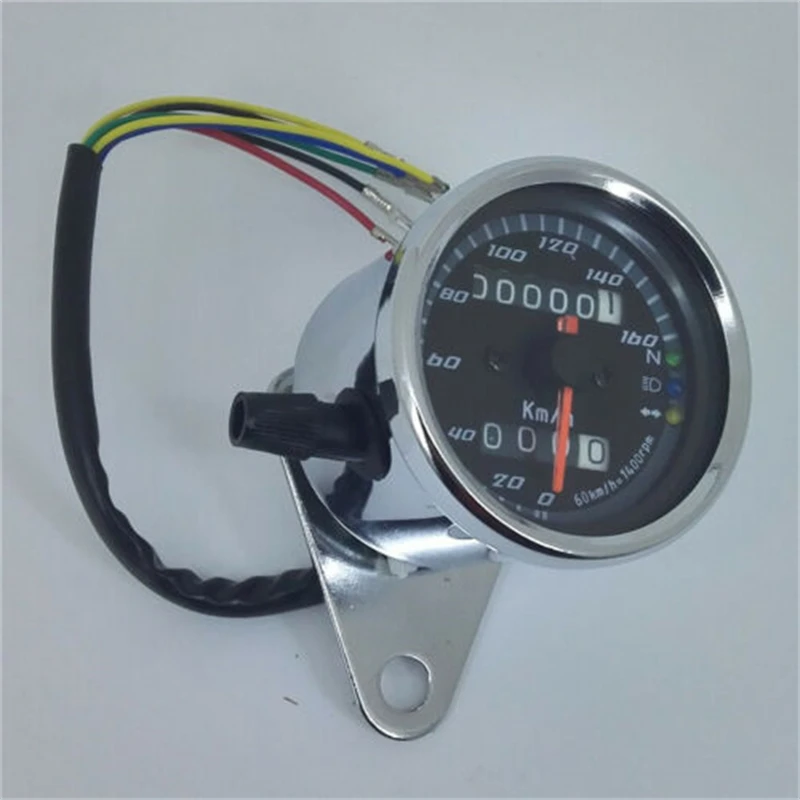 Universal Motorcycle Speedometer Odometer Tachometer Gauge LED Backlight Dual Speed Speed Meter For Honda Cafe Racer