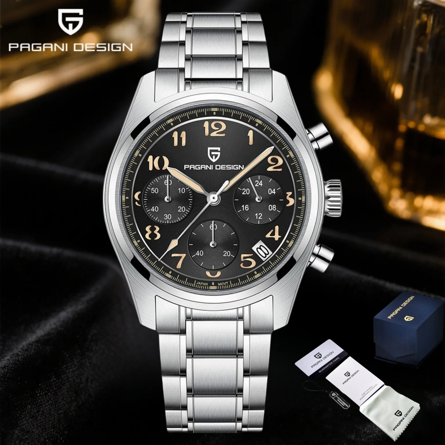 

PAGANI DESIGN 2025 Новые мужские кварцевые часы VK63 38 мм с сапфировым стеклом AR-покрытие Нержавеющая сталь Водонепроницаемые 100 м Reloj Hombre