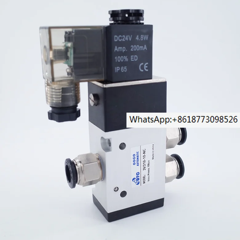 

3V110-06 3V210-08 3V310-10 3V410-15 valves with hose connector 4mm/6mm/8mm/10mm/12mm 3/2 way solenoid valve 12V 24V 220V