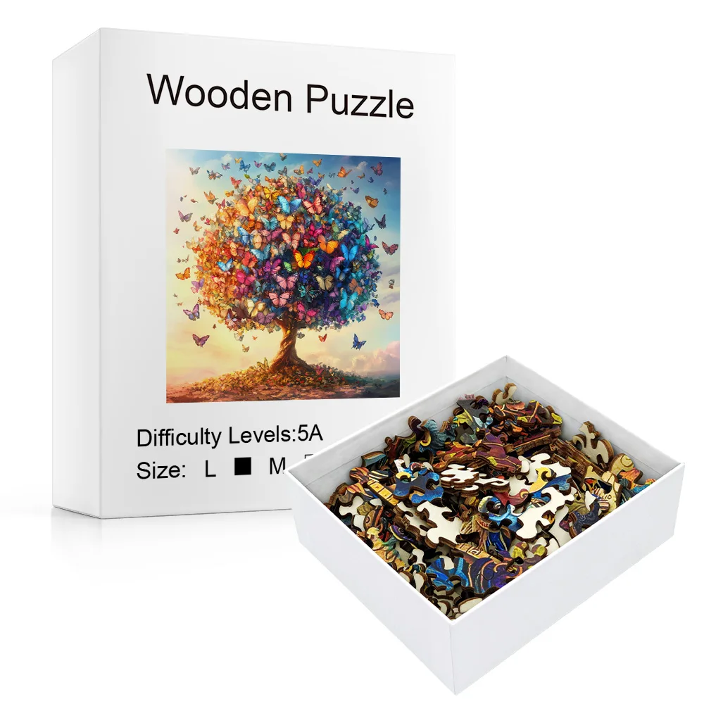 Premium houten puzzel voor volwassenen |   Prachtig realistisch bloemen- en vlinderkunstwerk |   Brain-Taging Game & Butterfly Wall Decor |   Perfec