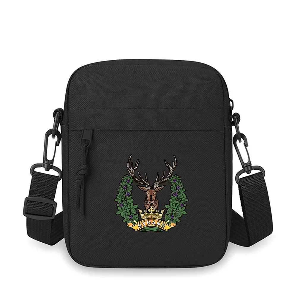 

Deer antlers leaves crown banner Men Crossbody Bag Single Shoulder Women Cartoon Anime Film Printing Design Unisex