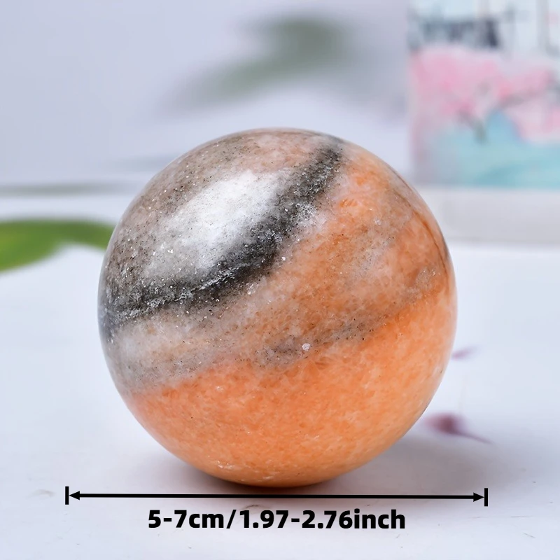 Natural Striped Sunstone Sphere, Orange Quartz Ball for Floral Decoration, Home Decor Accessory with Random Delivery