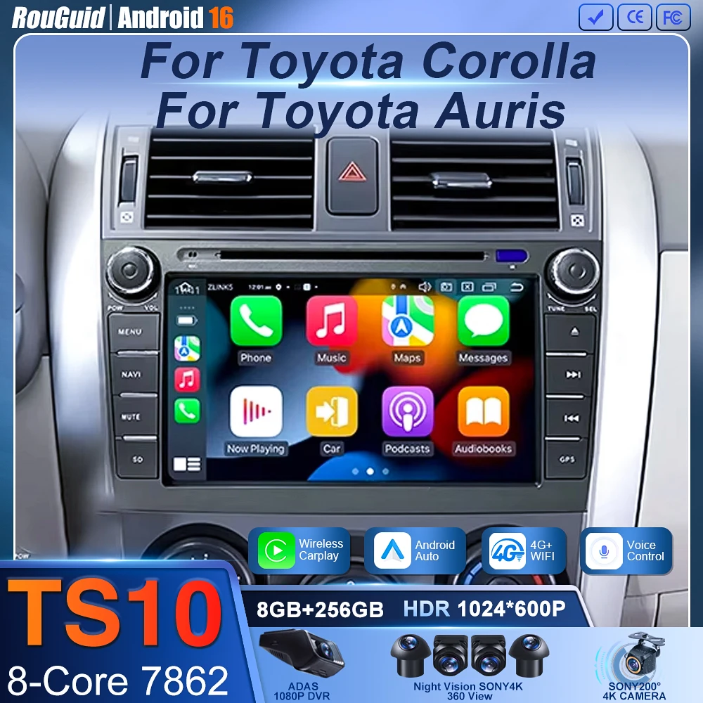 

Car Radio For Toyota Corolla E140/150 2007-2013 For Toyota Auris E150 2006-2012 Android Auto Multimedia Player GPS Navigation 4G