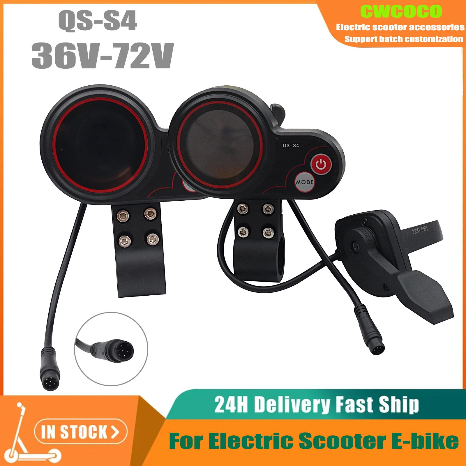 Electric Scooter Controller Display Thumb Throttle QS-S4 LCD Display Kit for Zero 8 9 10 8X 10X E-scooter 6PIN Display Parts