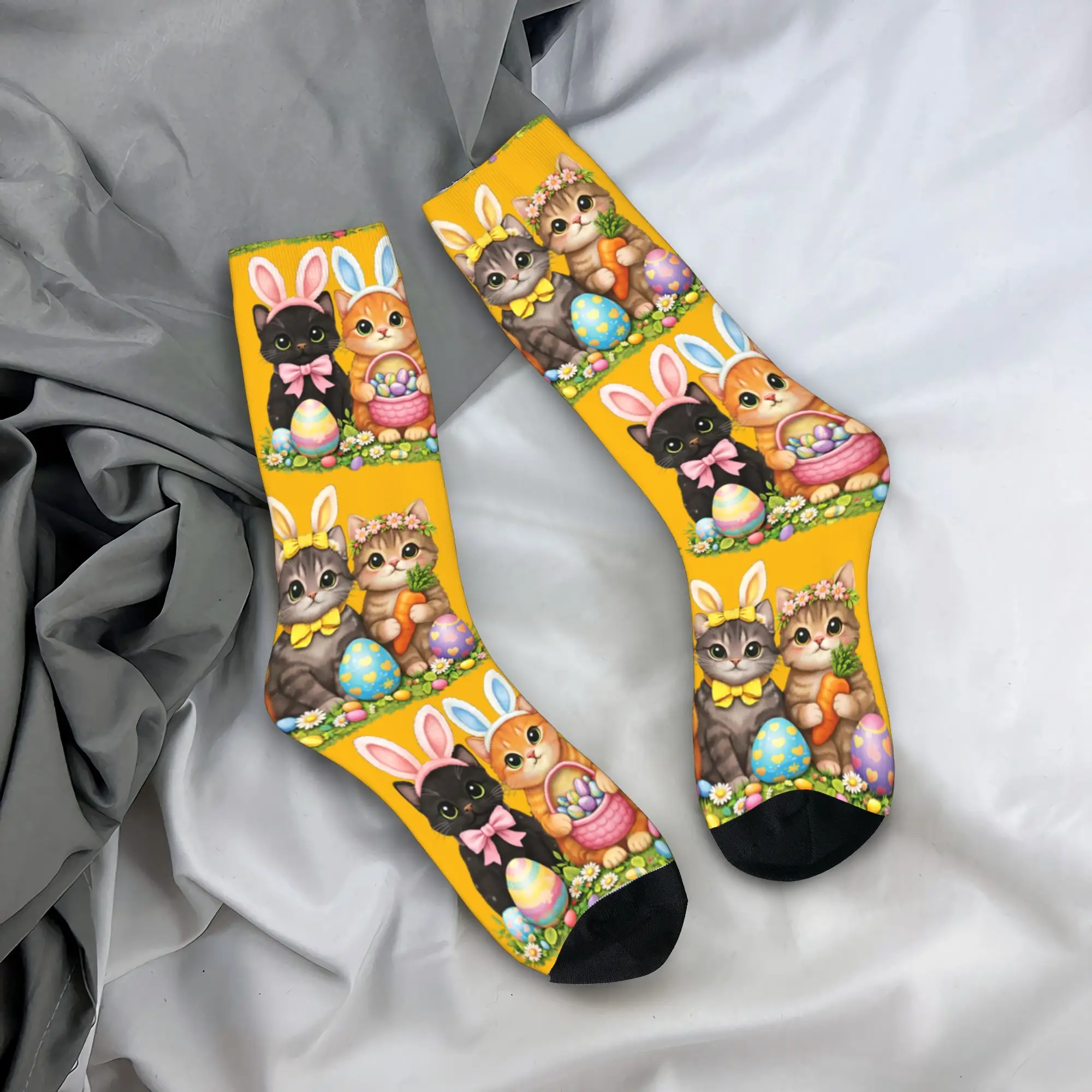 

Funny Easter Cats Ears Bunny Eggs Stockings Trendy Socks Men Soft Socks Autumn Outdoor Sports Custom Anti Slip Socks Gift Idea
