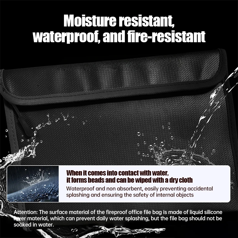 

Fireproof File Bag Fire & Water Resistant Fiberglass Faraday Cage Storage for Documents, Wallets, and Electronics