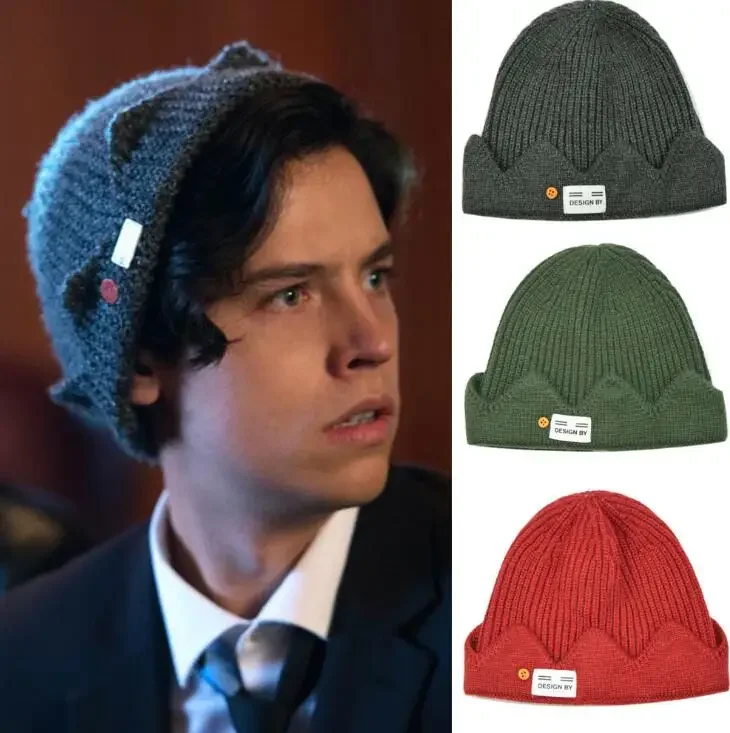 New Hot Jughead Jones Cosplay Winter Warm Beanie Hat Topic Exclusive Crown Knitted Cap Embroidered dome