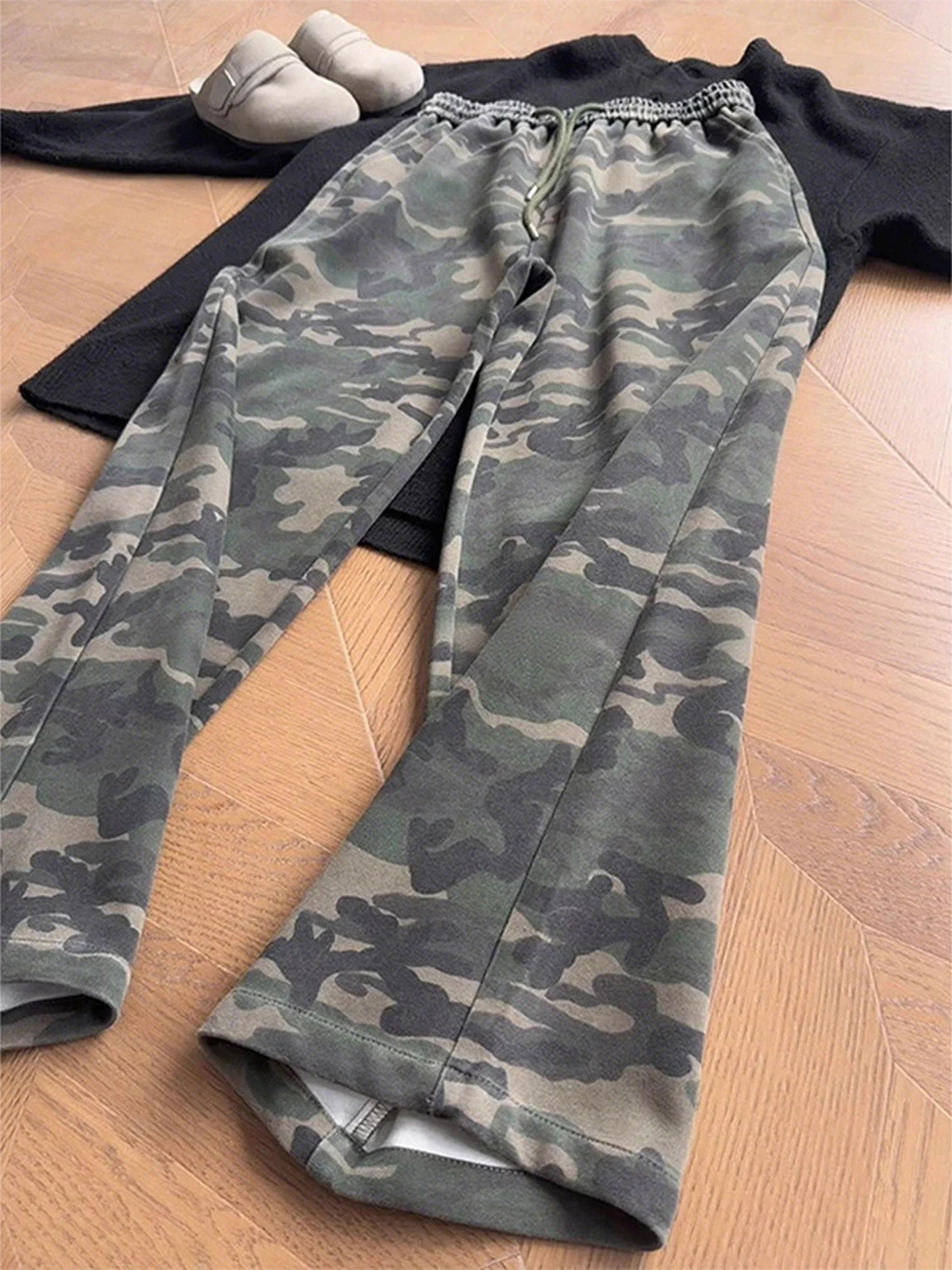 

Cleanfit камуфляжные спортивные штаны с ножом, мужские весенние спортивные брюки в американском стиле ретро, драпированные расклешенные повседневные брюки свободного покроя