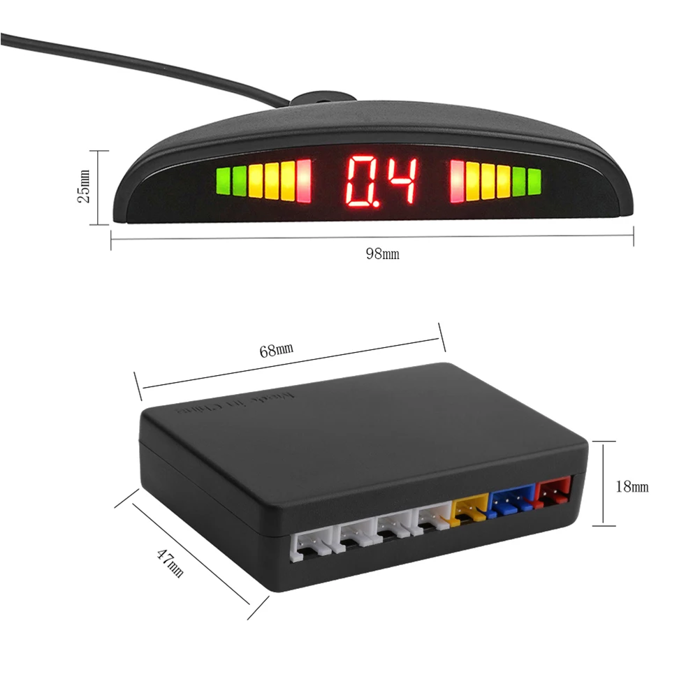 

1 комплект, 4 зонда заднего хода, светодиодный датчик парковки автомобиля, задняя система парковки, цифровой дисплей, универсальный столкновение