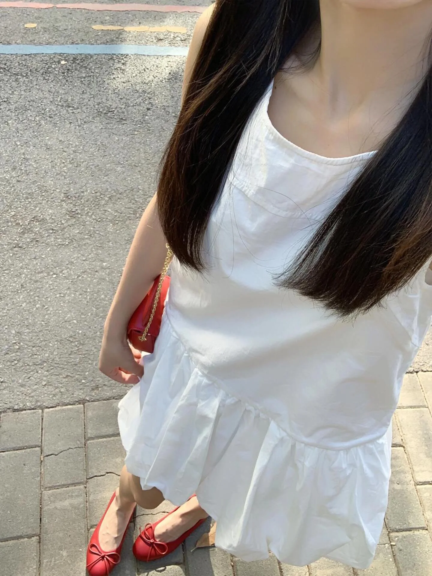 French Style Sleeveless White Dress Women's Summer New Short Flared Skirt Vintage Artistic Personality High Waist round Neck