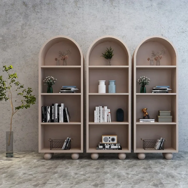 Bookshelf display cabinet-silent wind arched bookcase Nordic simple cabinet small